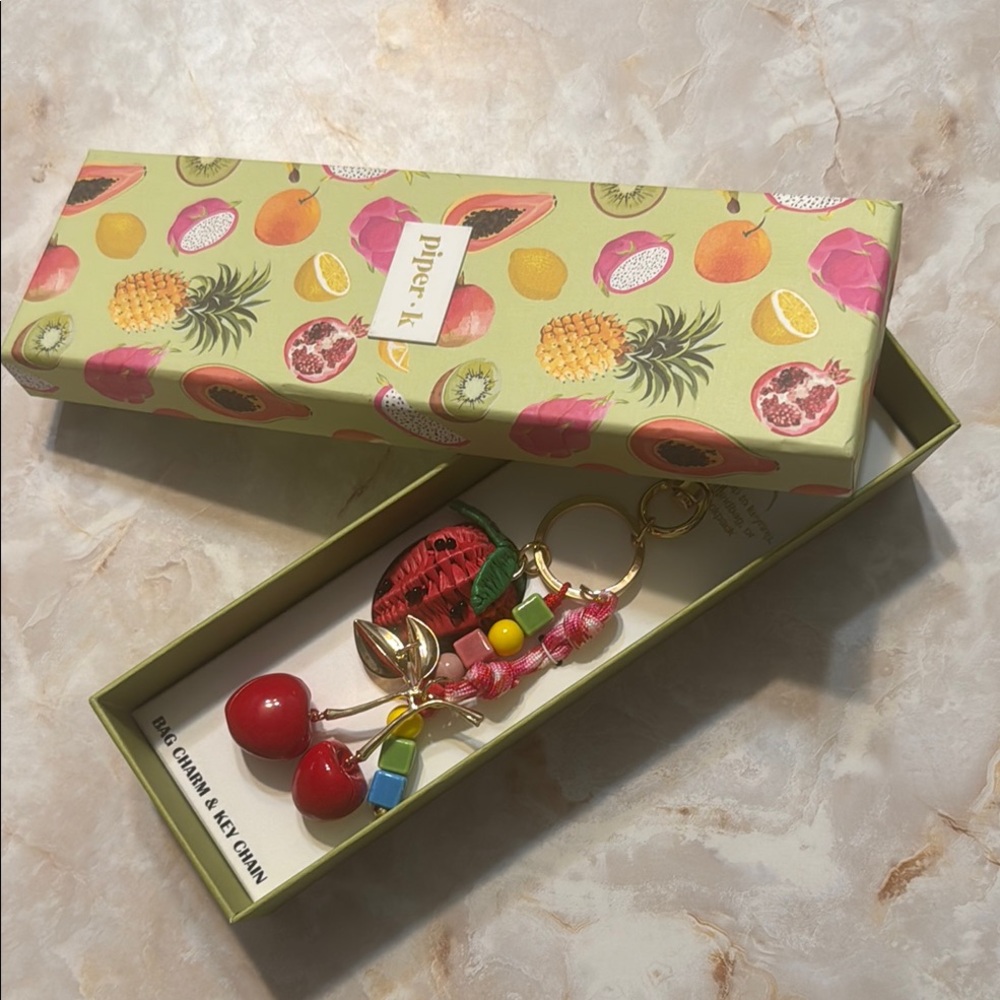 Piper Cherry and Strawberry Gold Keychain